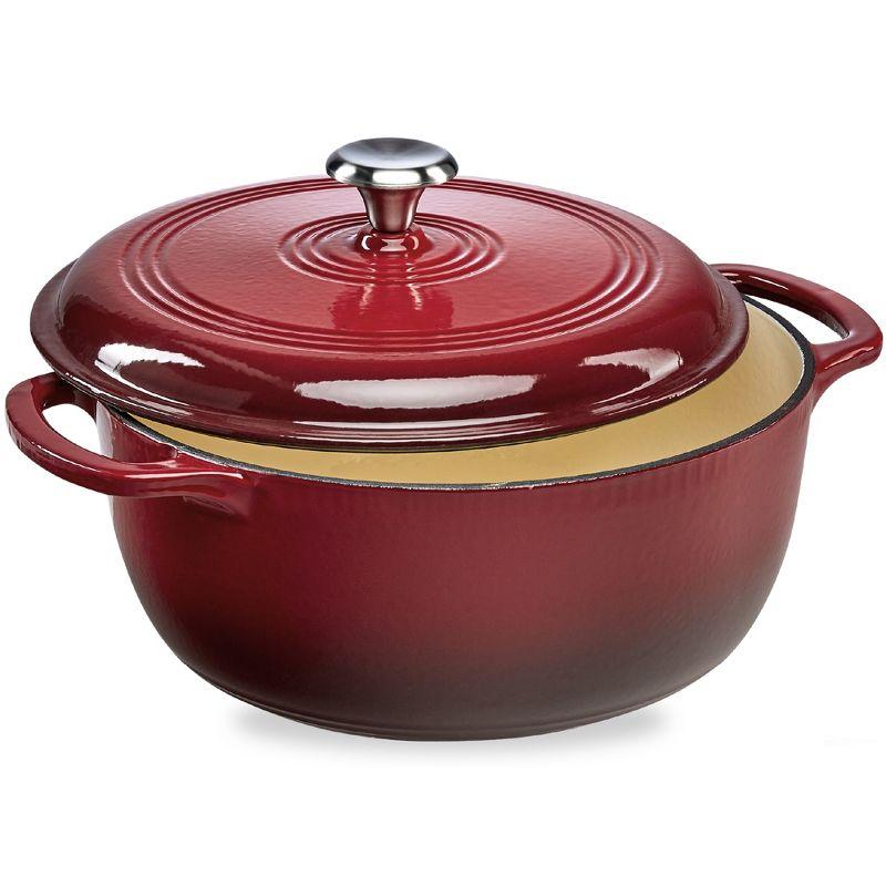 7.5 Quart Enamel Cast-Iron Dutch Oven, Heavy-Duty Cookware w/ Dual Handles, Lid