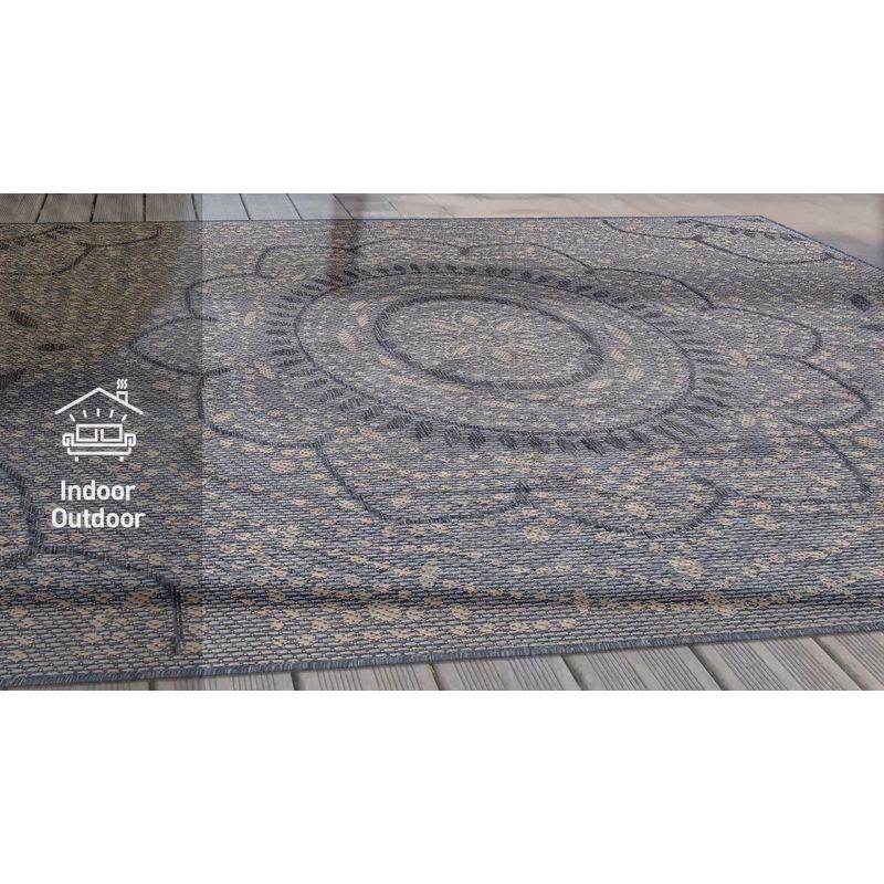 World Rug Gallery Portia Oriental Medallion Indoor/Outdoor Area Rug - Cream 5' x 7'