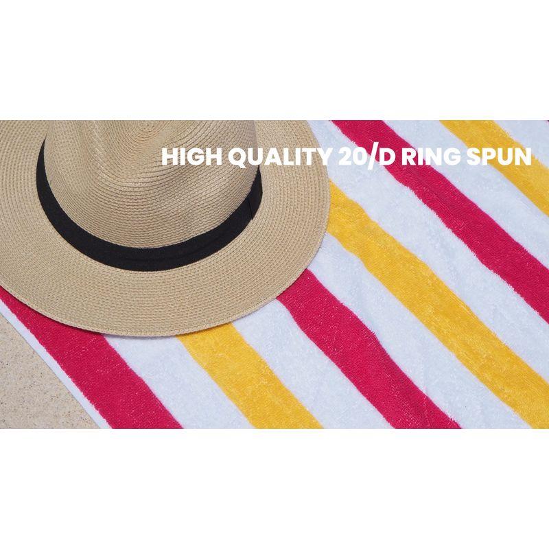 Arkwright Oversized Beach Towels (30x70, 4-Pack), Soft Ringspun Cotton Cabo Cabana Striped Beach Towel, Pool Towel, Bath Towel - Navy/Beige