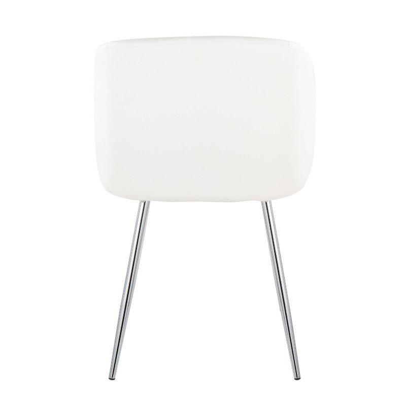 Set of 2 Fran Dining Chairs Chrome/White - LumiSource: Faux Leather Upholstered, Metal Legs, Modern Design