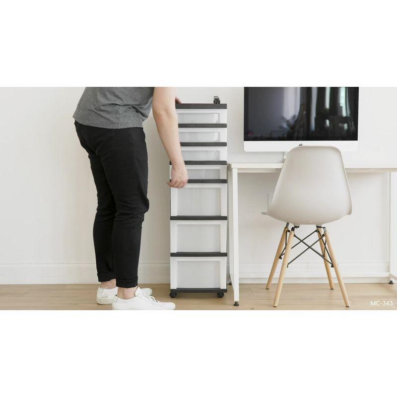IRIS USA 3-Drawer Storage Cart with Organizer Top with Wheels, Plastic, White