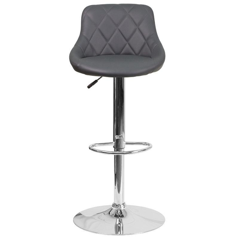 Flash Furniture Contemporary Gray Vinyl Bucket Seat Adjustable Height Barstool with Chrome Base