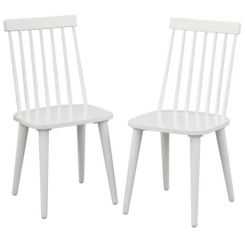 Set of 2 White High Back Windsor Side Chairs