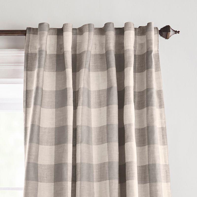 Elrene Grainger Buffalo Check Lined Room Darkening Single Window Curtain Panel - Elrene Home Fashions