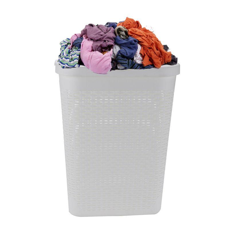 Mind Reader Mind Reader 40L Slim Laundry Hamper, Clothes Basket, Lid, Wicker Design, Plastic