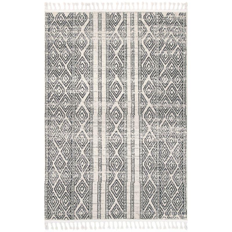 Nuloom Chenoa Striped Global Tassel Indoor Area Rug, 4' x 6', Ivory