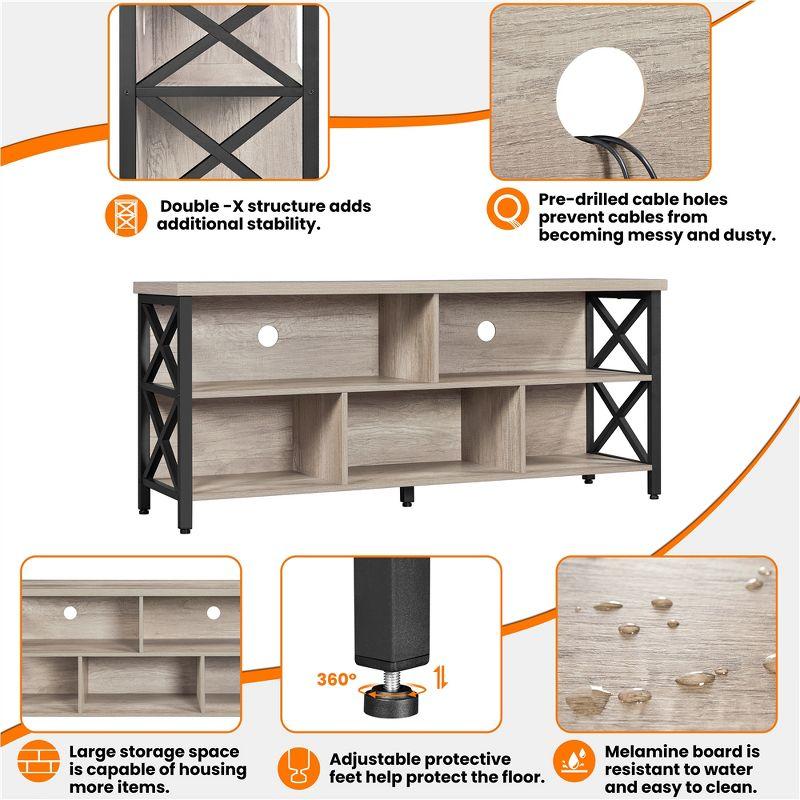 Yaheetech TV Stand for TVs up to 65 Inch with Storage Compartments,Gray