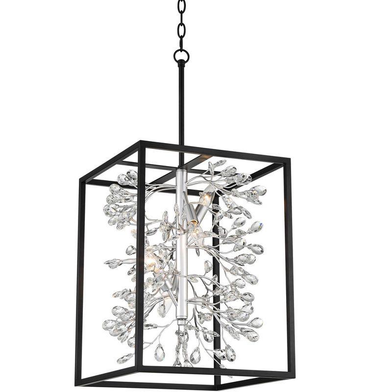 Black and Silver Crystal Flower Vine Pendant Chandelier