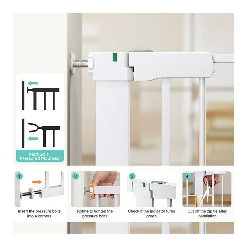 GOTGELIF Baby Safety Gate 29.5"-51.6" Extra Wide with Safety Indicators Auto Close Pet Gate