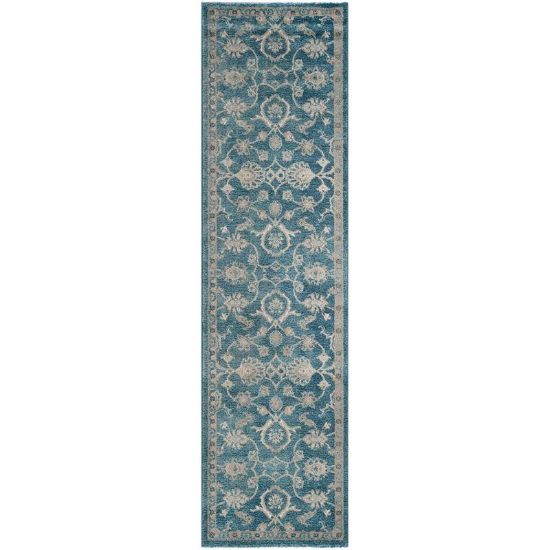 Sofia Timeless Blue & Beige 26'' Synthetic Runner Rug