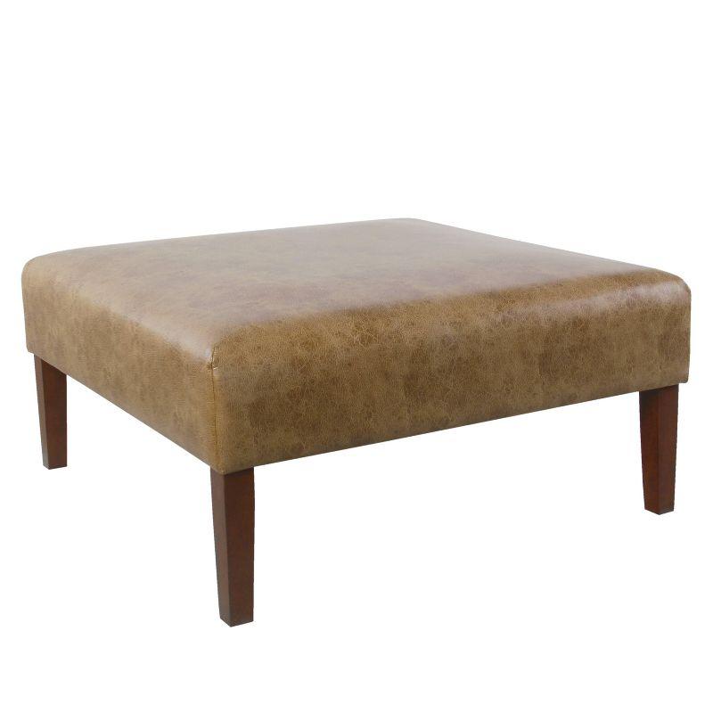 Light Brown Faux Leather Square Coffee Table Ottoman