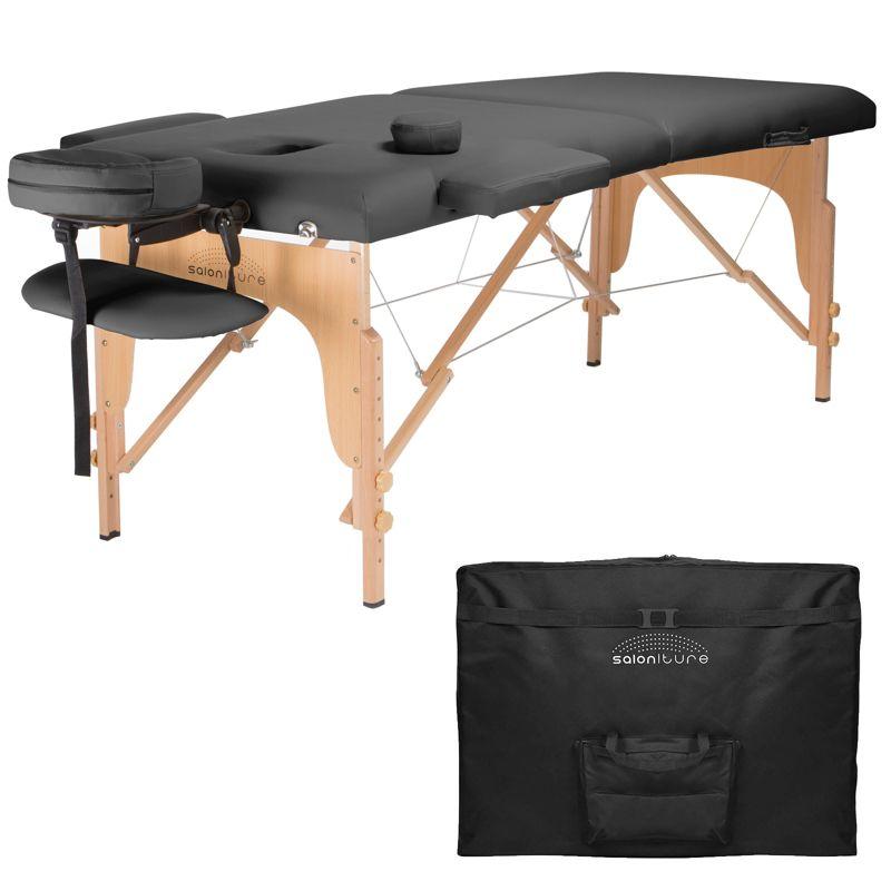 Saloniture Portable Professional Folding Massage Table with Carrying Case - Dark Gray