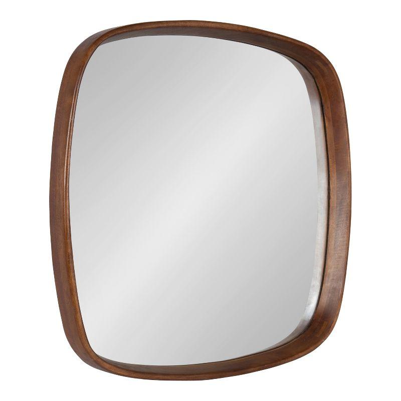 Prema 26" Square Modern Walnut Brown Mango Wood Wall Mirror