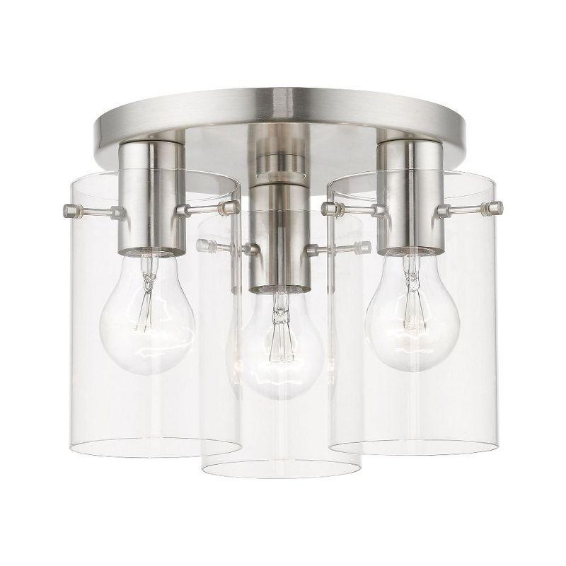 Munich Contemporary 3-Light Indoor/Outdoor Flush Mount in Brushed Nickel