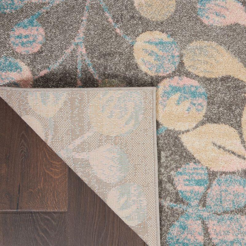 Nourison Tranquil 4' X 6' Grey/Beige Area Rug Contemporary Botanical Vine and Bloom by Nourison