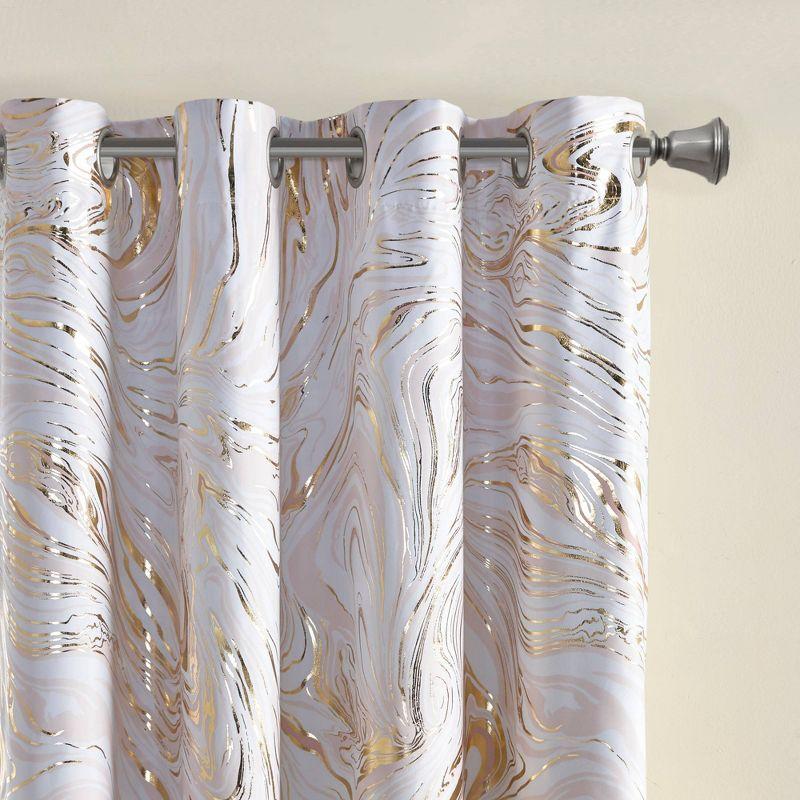 Intelligent Design 63"x50" Vanessa Total Blackout Curtain Panel Blush/Gold: Energy Efficient, Modern Grommet Top