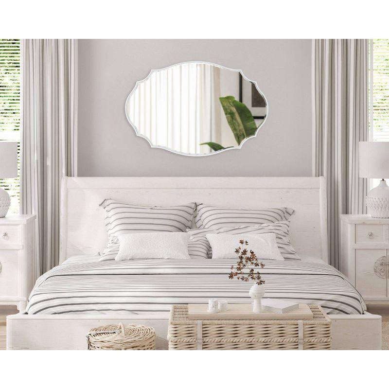 24" x 36" Leanna Scallop Wall Mirror White - Kate & Laurel All Things Decor: Modern Oval Framed, No Assembly Required