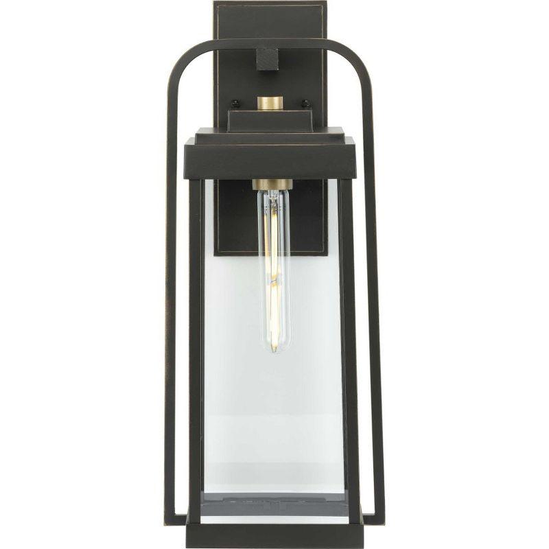 Progress Lighting, Walcott, 1-Light Outdoor Wall Lantern, Antique Bronze, Clear Glass Panels