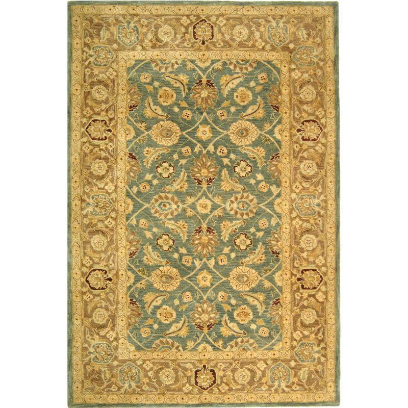 Anatolia AN549 Hand Tufted Indoor Area Rug - Teal Blue/Taupe - 6'x9' - Safavieh