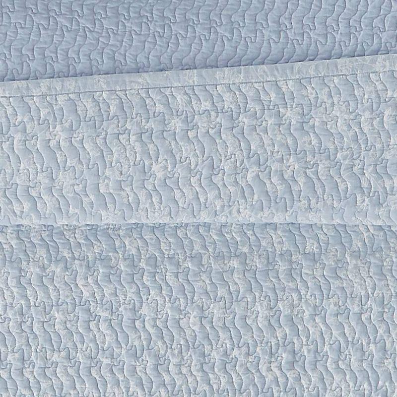 The Farmhouse by Rachel Ashwell 3pc Full/Queen Majesty Quilt Bedding Set White/Blue: Percale, Botanical Pattern, 200 Thread Count