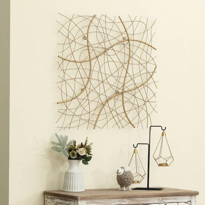 LuxenHome 26.4" Square Gold Abstract Metal Wall Decor