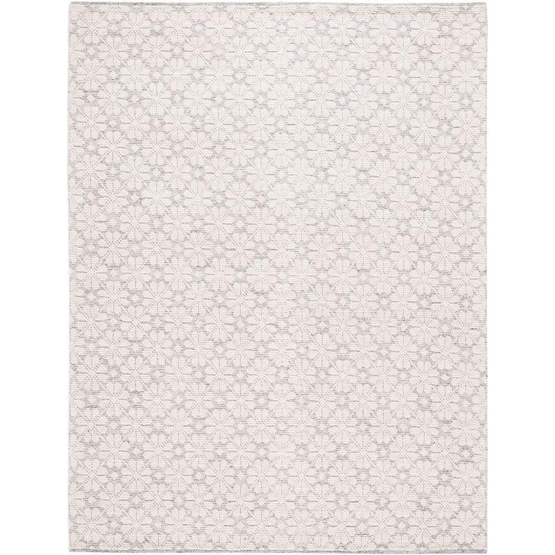 Ivory and Gray Hand-Knotted Wool 8' x 10' Area Rug