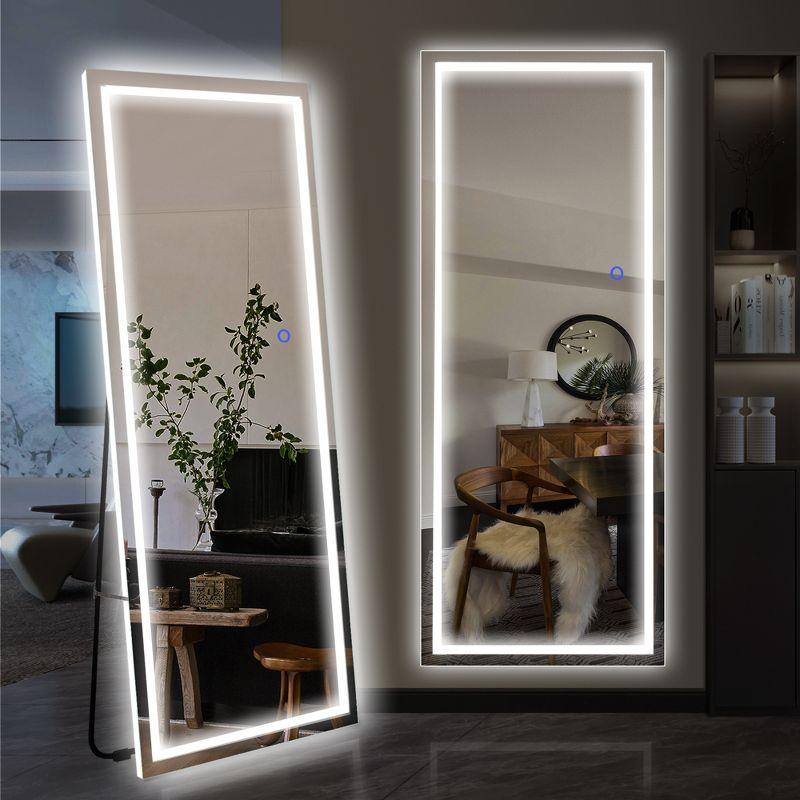 Dovelina LED Rectangle Full Length Mirror Standing Mirror - 63"x16",White