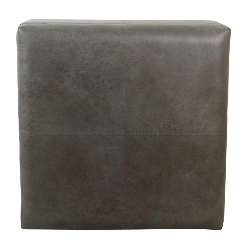 Gray Faux Leather Square Storage Ottoman with Black Legs