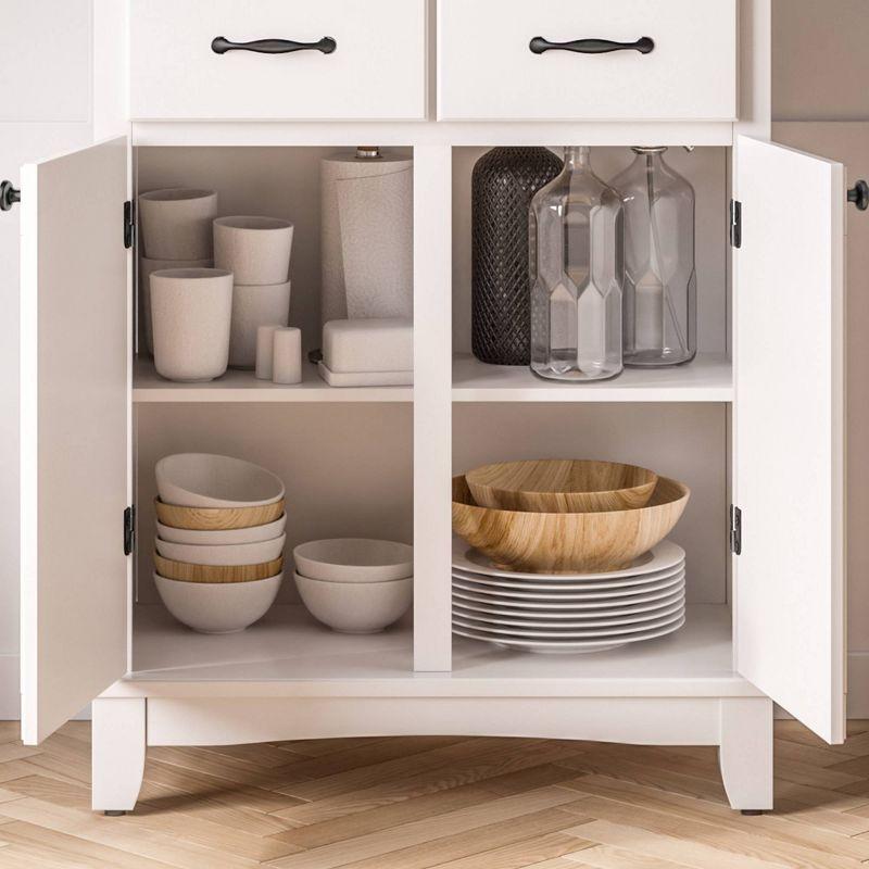 36" Sideboard Buffet Servers with Wood Top White - Home Styles: Traditional Style, Adjustable Shelves, Storage Cabinet