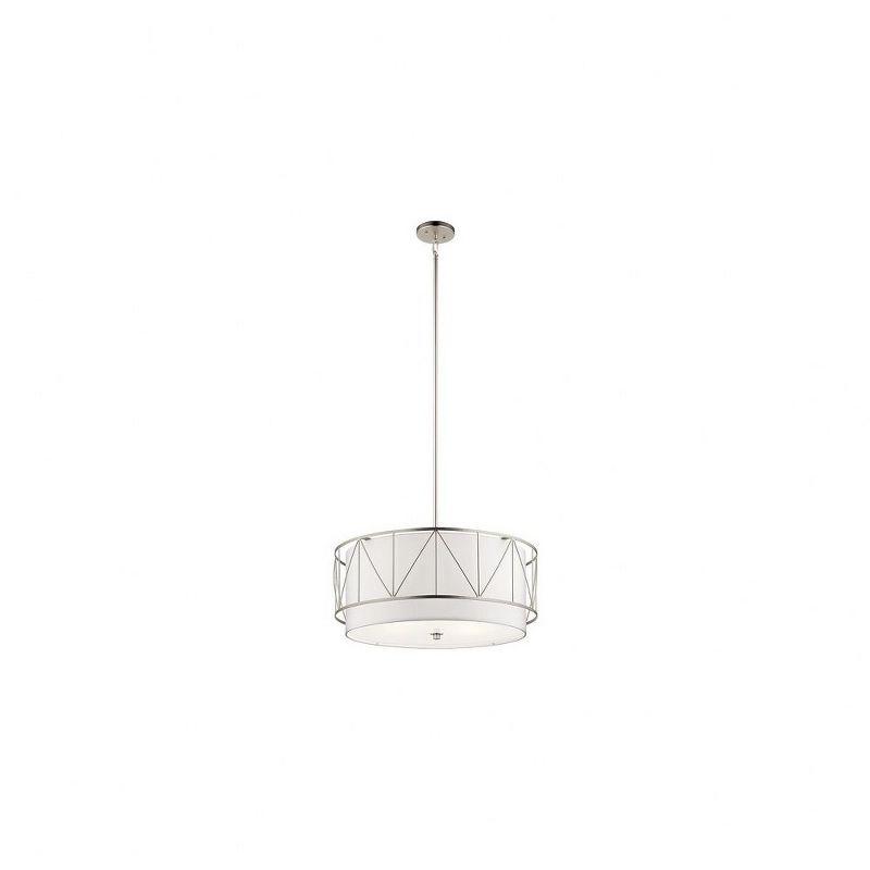 Birkleigh 24" Satin Nickel Drum Pendant with White Glass Shade