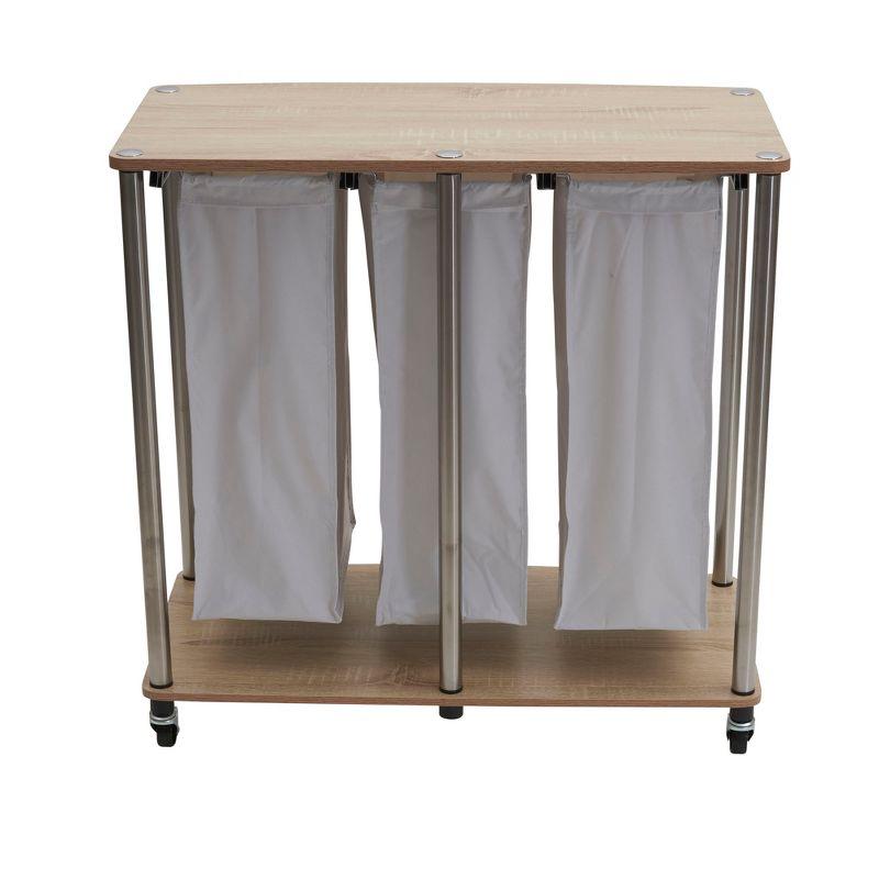 Modern Laundry Center with Wheels, 6 Load Capacity, Steel Frame, Light Ash Wood Grain Laminate