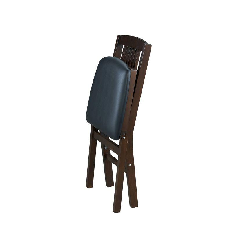 Set of 2 Mission Style Black Vinyl Padded Folding Chairs