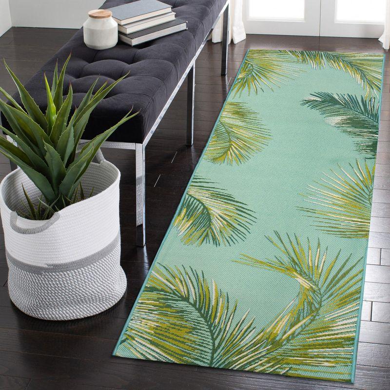 Liora Manne Marina Palm Border Indoor/Outdoor Rug Aqua 1'11" x 7'6"