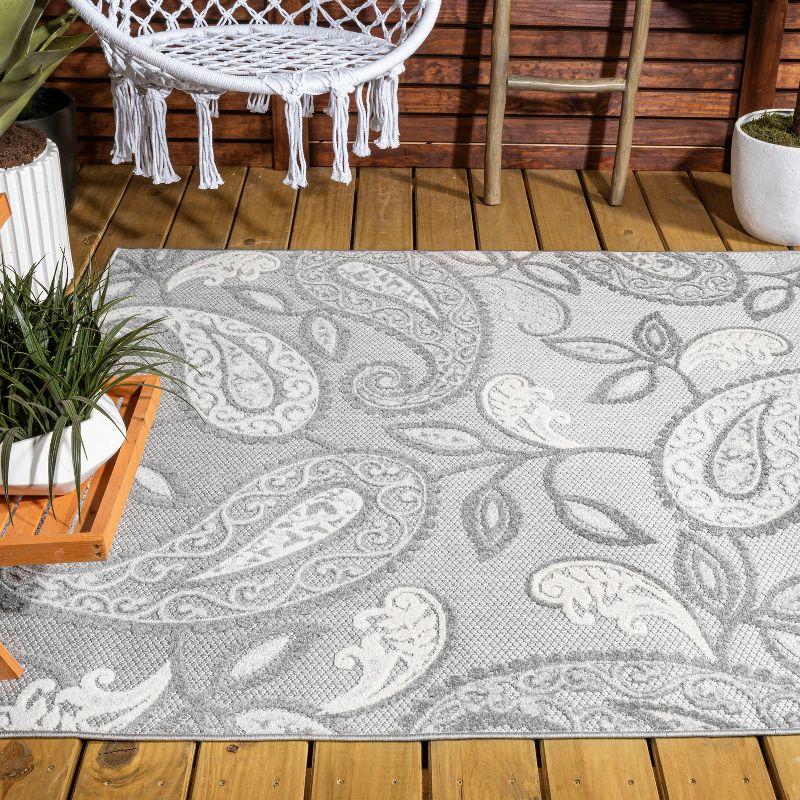 Paisley Light Gray & Ivory Boho Indoor/Outdoor Rug - 3x5 Feet