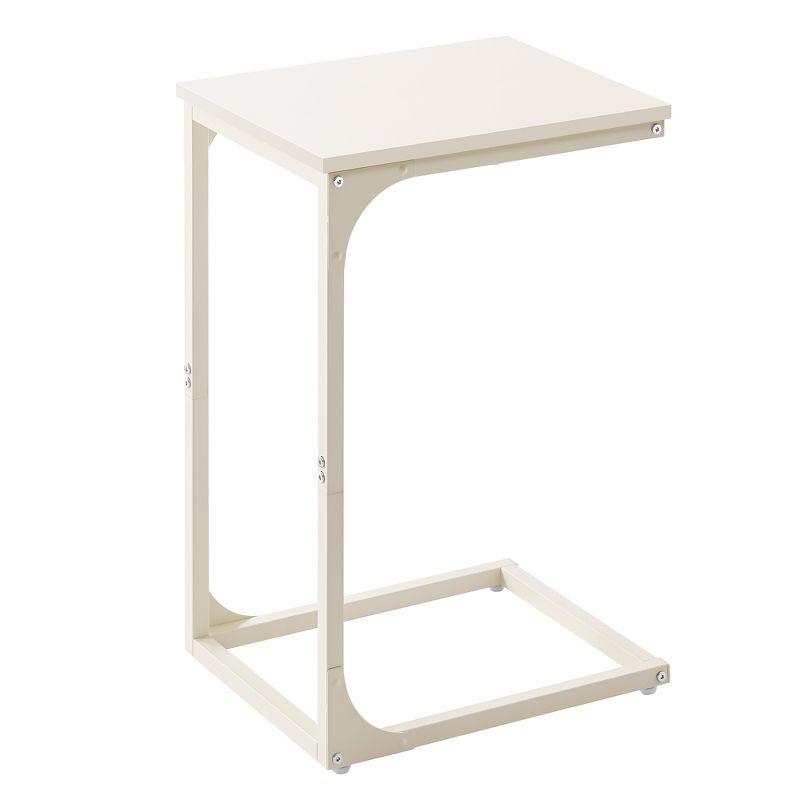 VASAGLE C-Shaped End Table, Small Side Table for Couch, Sofa Table with Metal Frame, Cream White