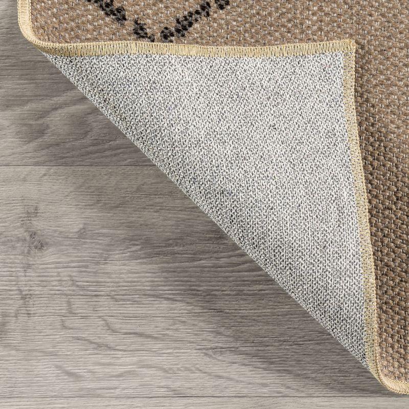 Beige Geometric Washable Synthetic Area Rug