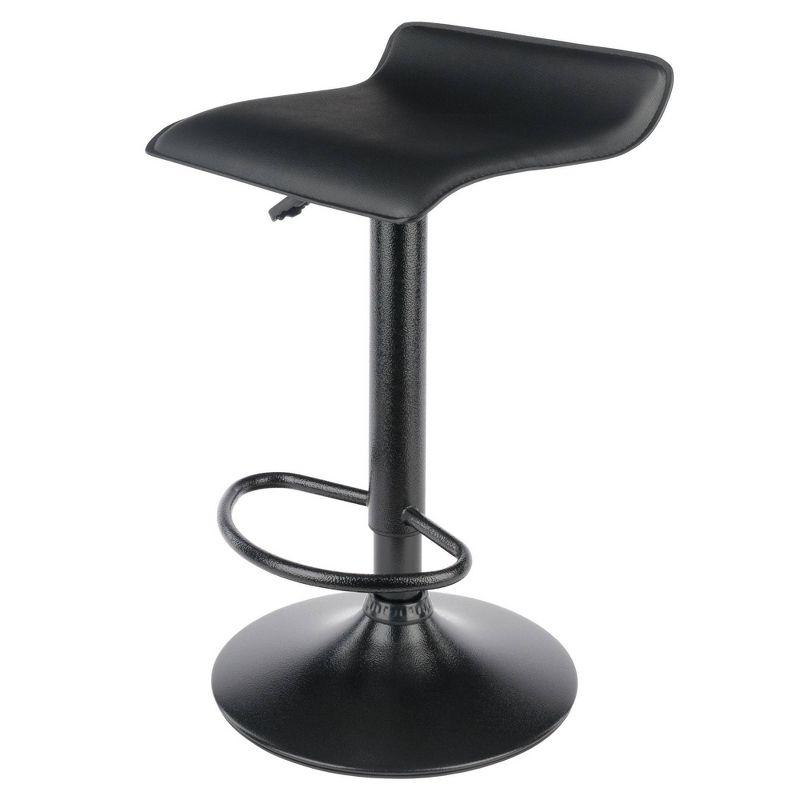 Set of 2 Obsidian Adjustable Swivel Air Lift Stool Black - Winsome: Faux Leather, Metal Frame, 22-30" Height Range