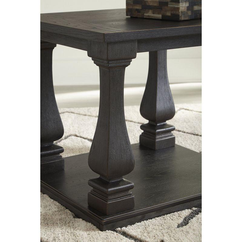 Signature Design by Ashley Wellturn Traditional End Table with Framed and Planked Detailing Tabletop & Lower Shelf, Black