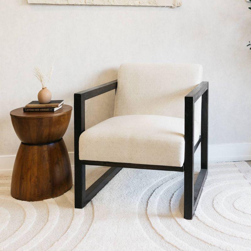 Signature Design by Ashley Alarick Accent Chair Cream: Upholstered Wooden Legs, Vintage Style