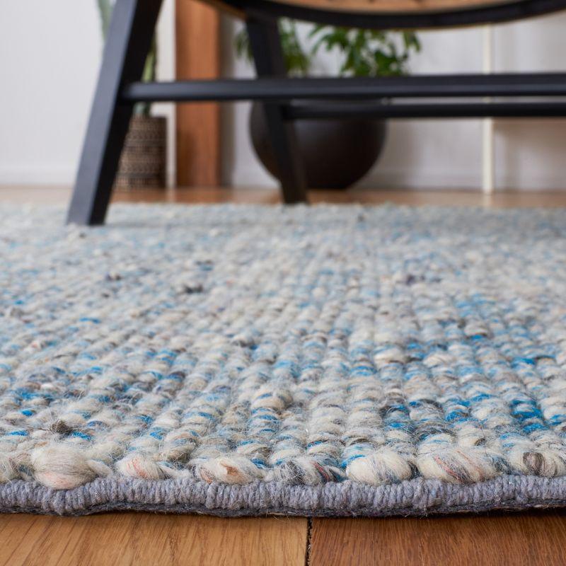 Handmade Blue and Gray Wool Blend 4' x 6' Area Rug