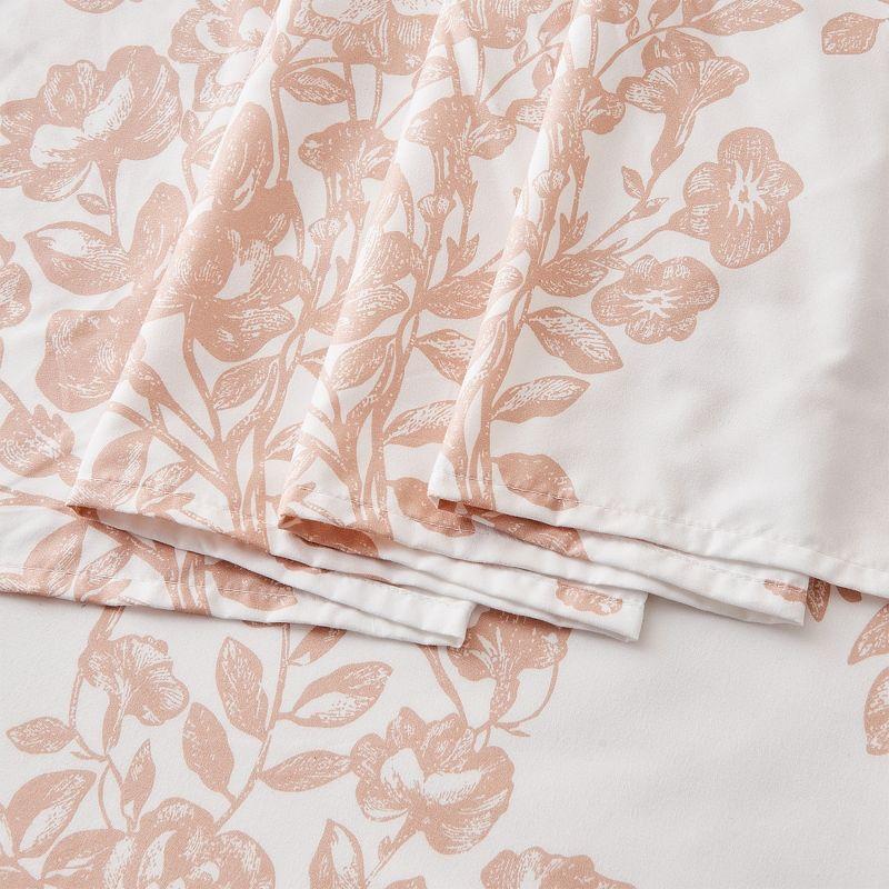 Twin Pink Toile Print Microfiber Sheet Set