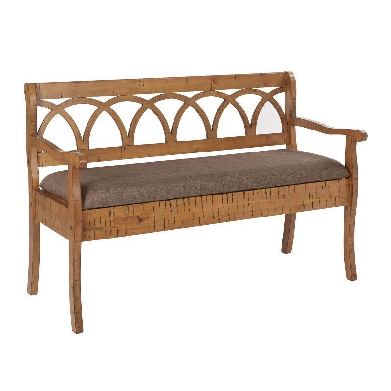 Coventry Storage Bench Beige/Toffee - OSP Home Furnishings: Upholstered Rectangular Entryway Seating, Wood Frame