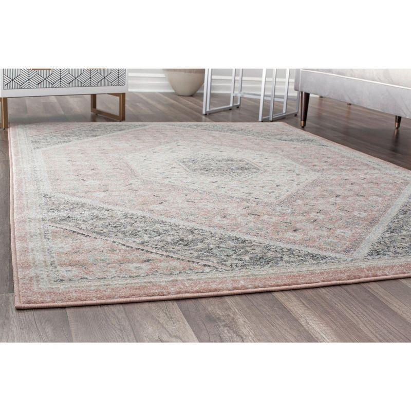 Elegant Gray Synthetic 5' x 7' Easy-Care Area Rug