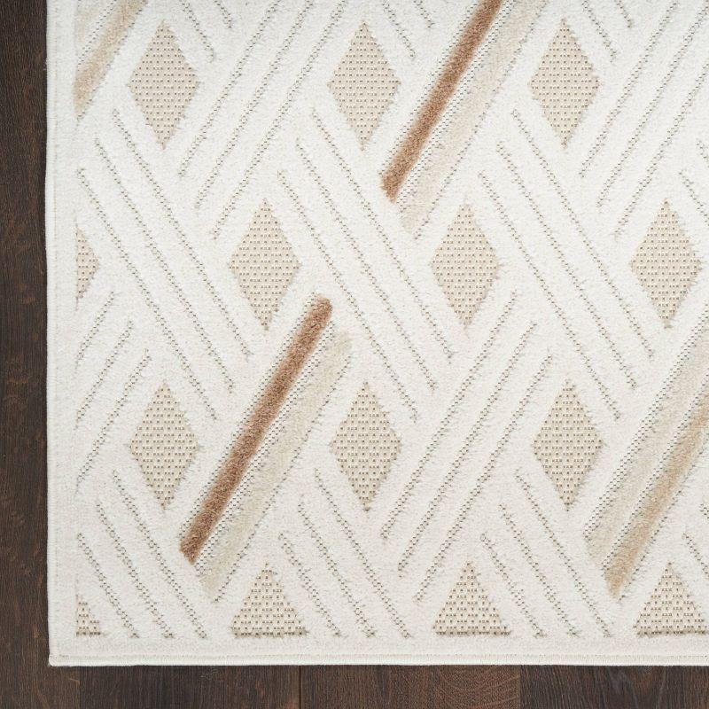 Nourison 7'10"x9'10" Care Free Lattice Machine Woven Area Rug Ivory/Beige: Geometric Low Pile Indoor Rug for Living Room