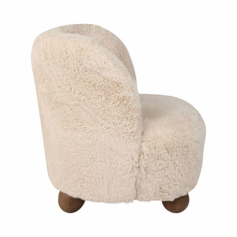 Sagebrook Home 32" Wood Round Ball Foot Accent Chair Ivory/Beige: Polyester Upholstery, Spot Clean