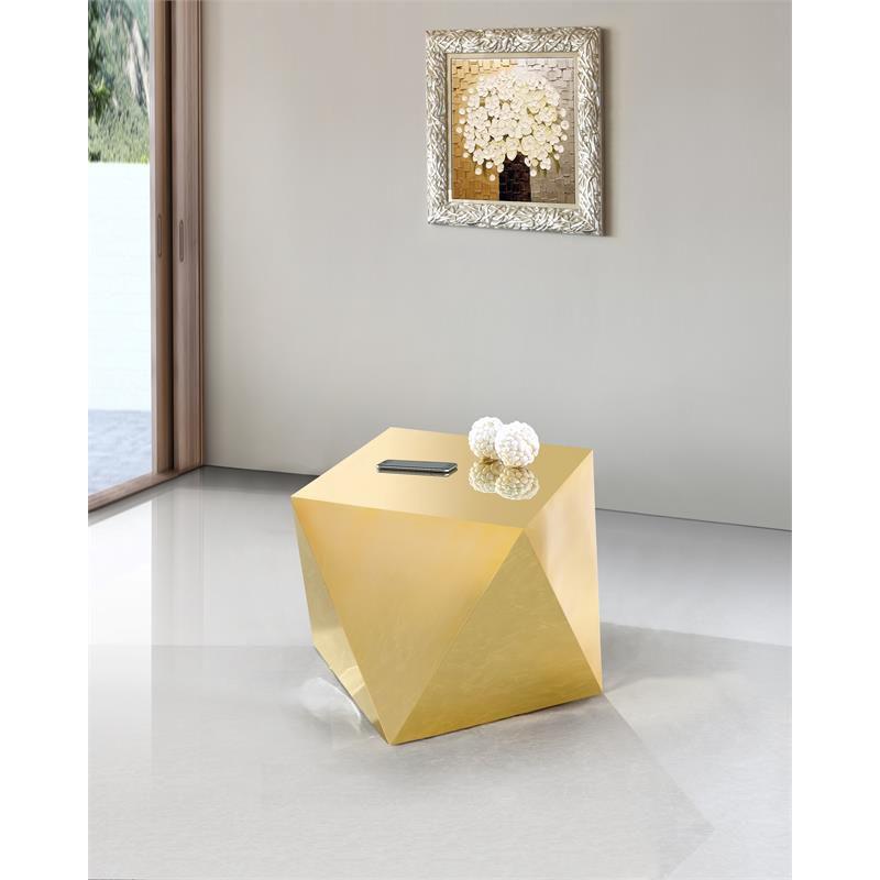 Meridian Furniture Gemma Stainless Steel Contemporary End Table in Gold