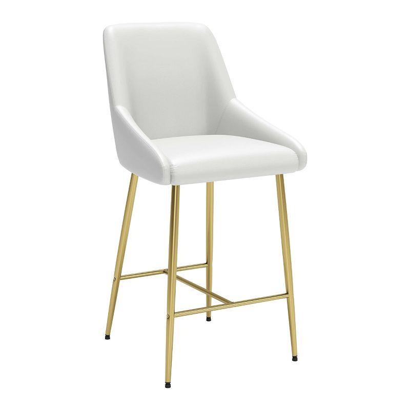 White and Gold Matte Finish Counter Stool