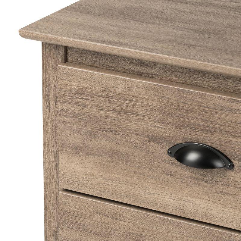 Salt Spring 2 Drawer Nightstand Drifted Gray - Prepac: Coastal Style, Black Metal Handles