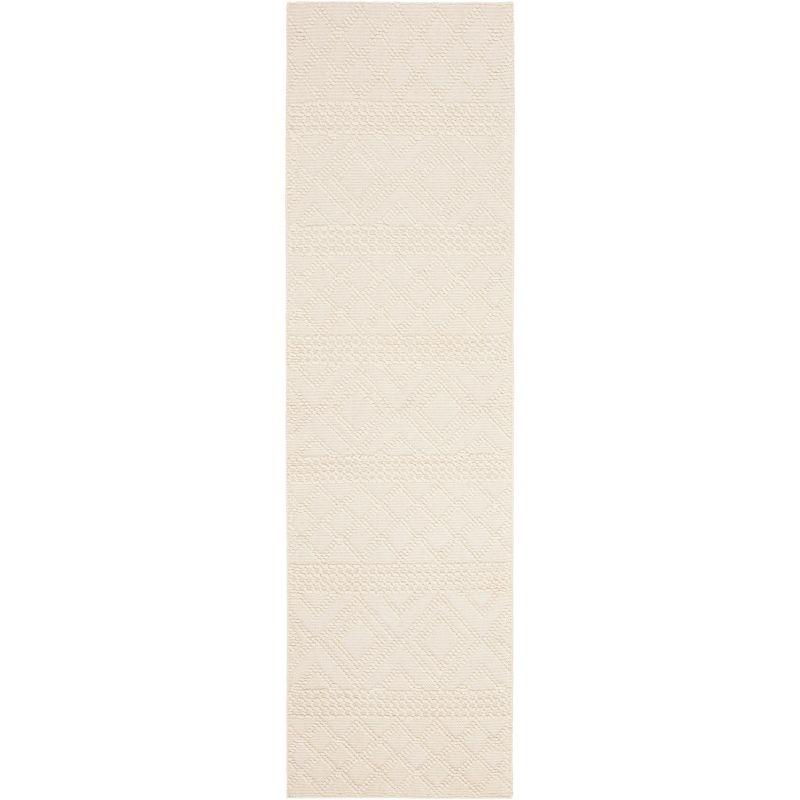 Ivory Hand-Knotted Wool Runner Rug, 2'3" x 8'