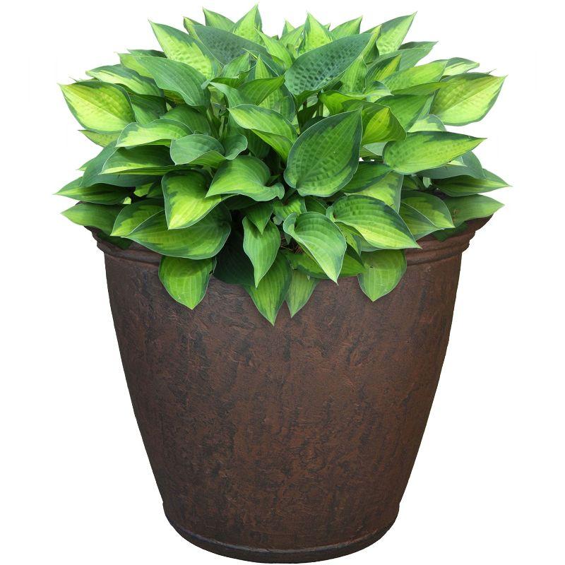 Sunnydaze Indoor/Outdoor Patio, Garden, or Porch Weather-Resistant Double-Walled Anjelica Flower Pot Planter - 16" - Rust Finish